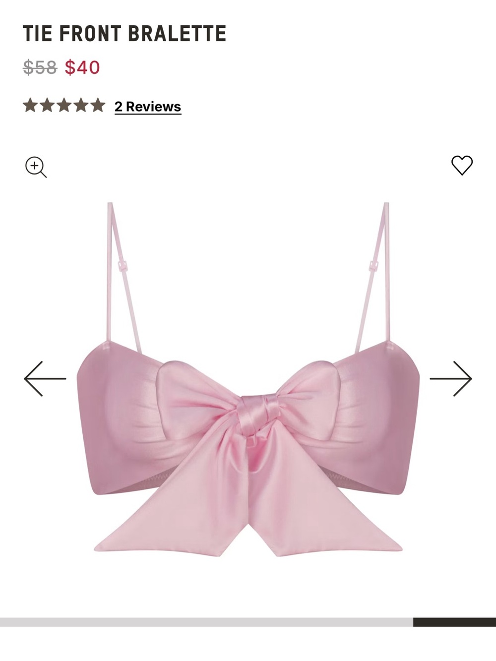 SKIMS Tie Front Bralette in Light Pink